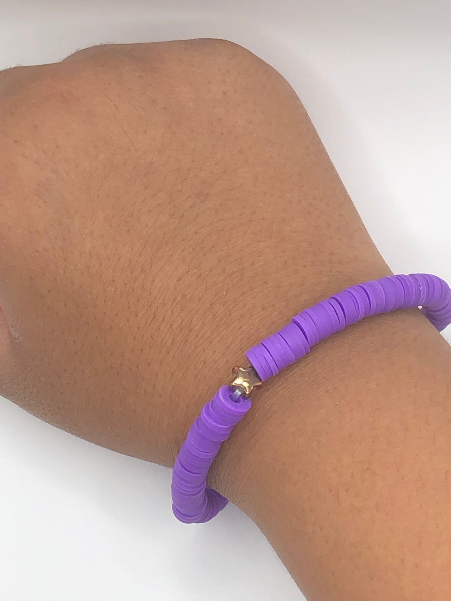 Starry Purple Clay Bead Bracelet