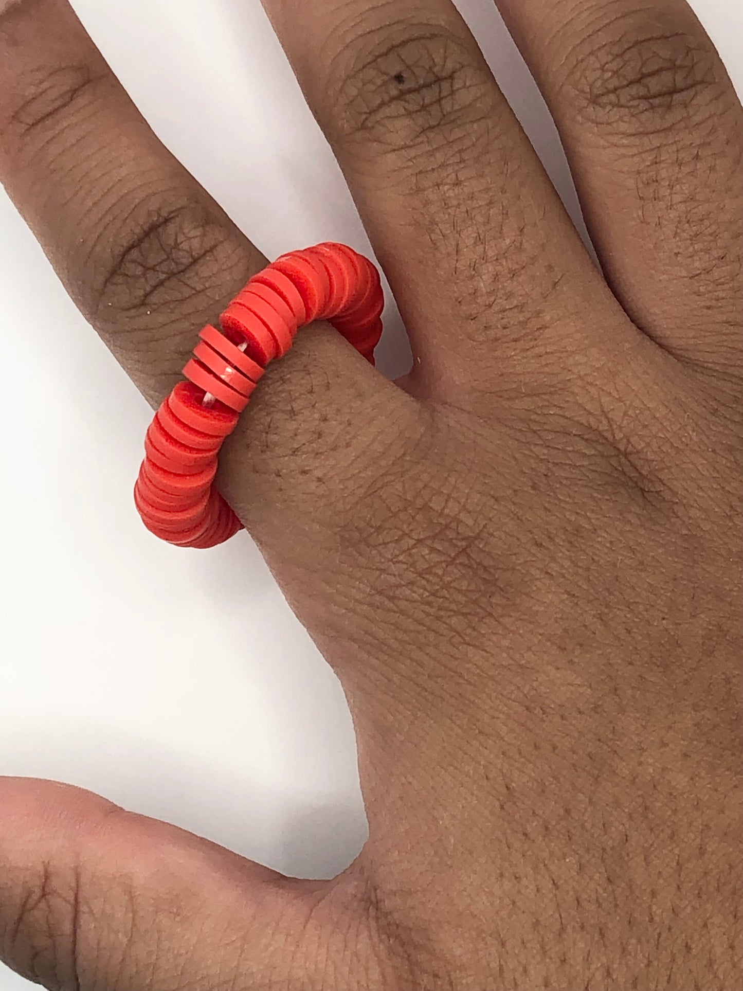Cherry Red Clay Bead Ring