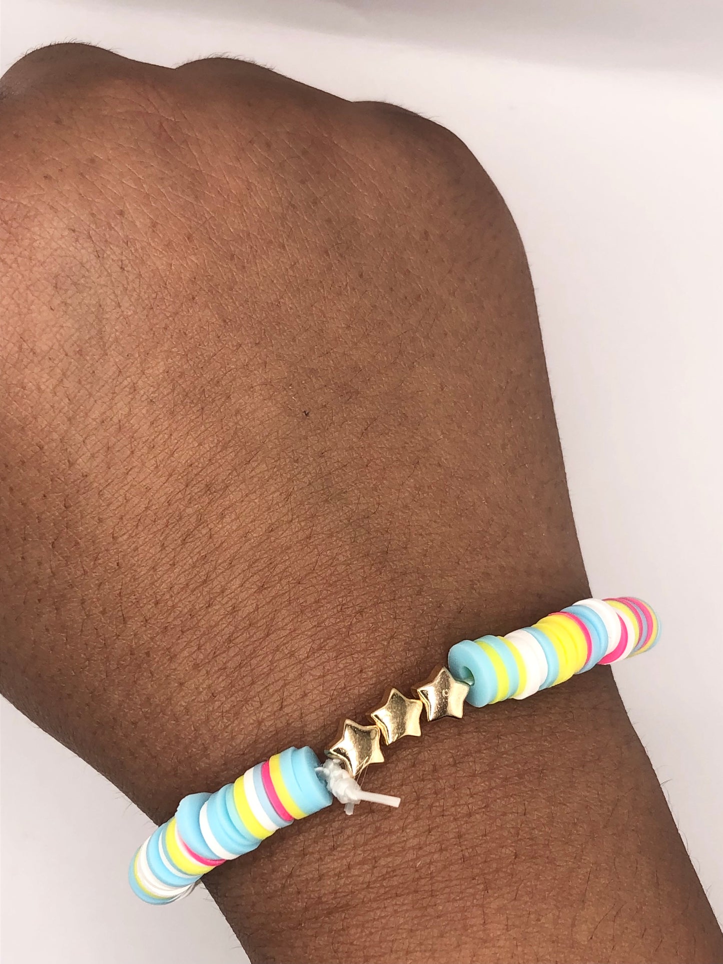 Electric Pink Clay Bead Bracelet