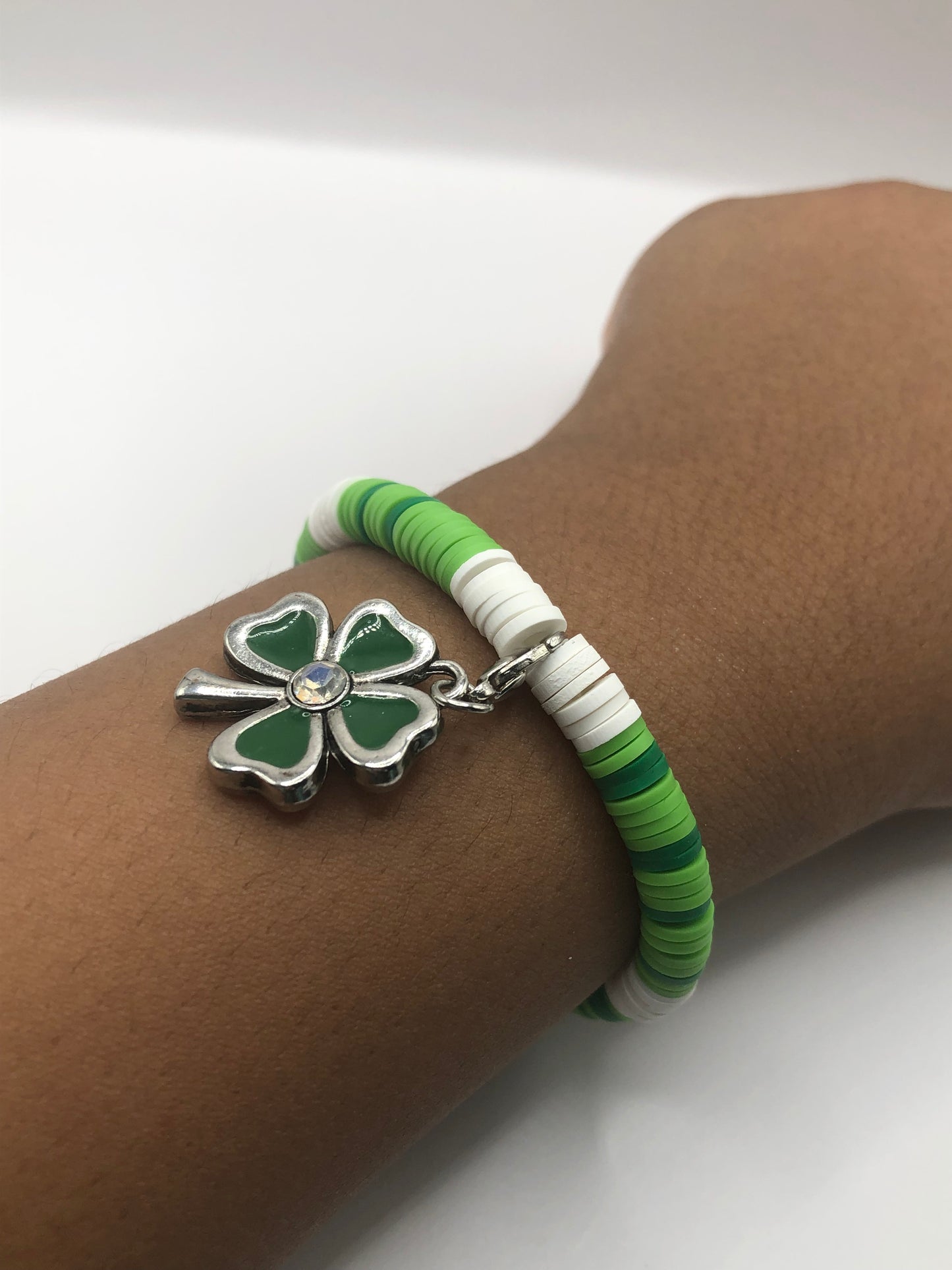 Four Leaf Clover Clay Bead Bracelet