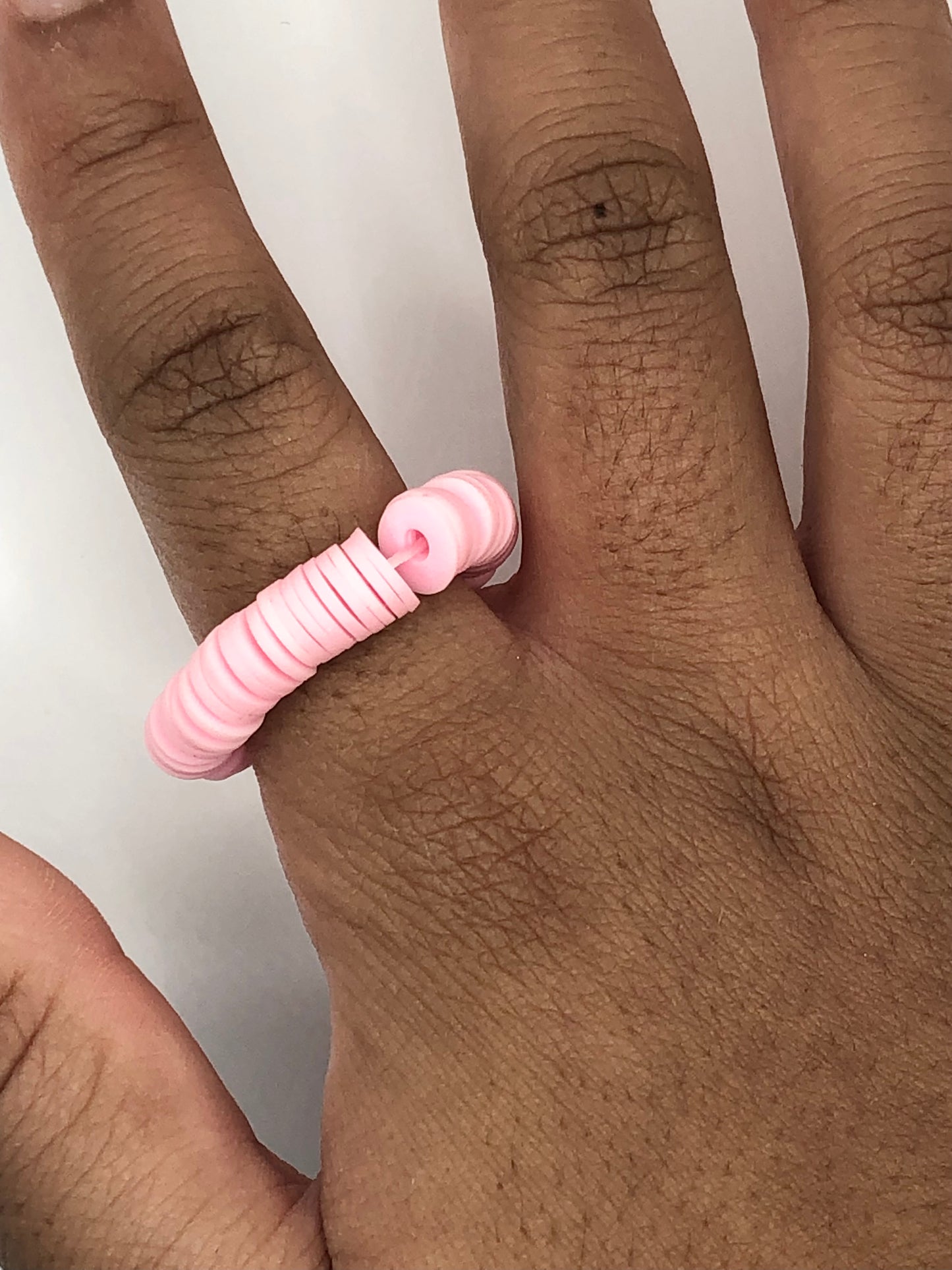 Raspberry Clay Bead Ring